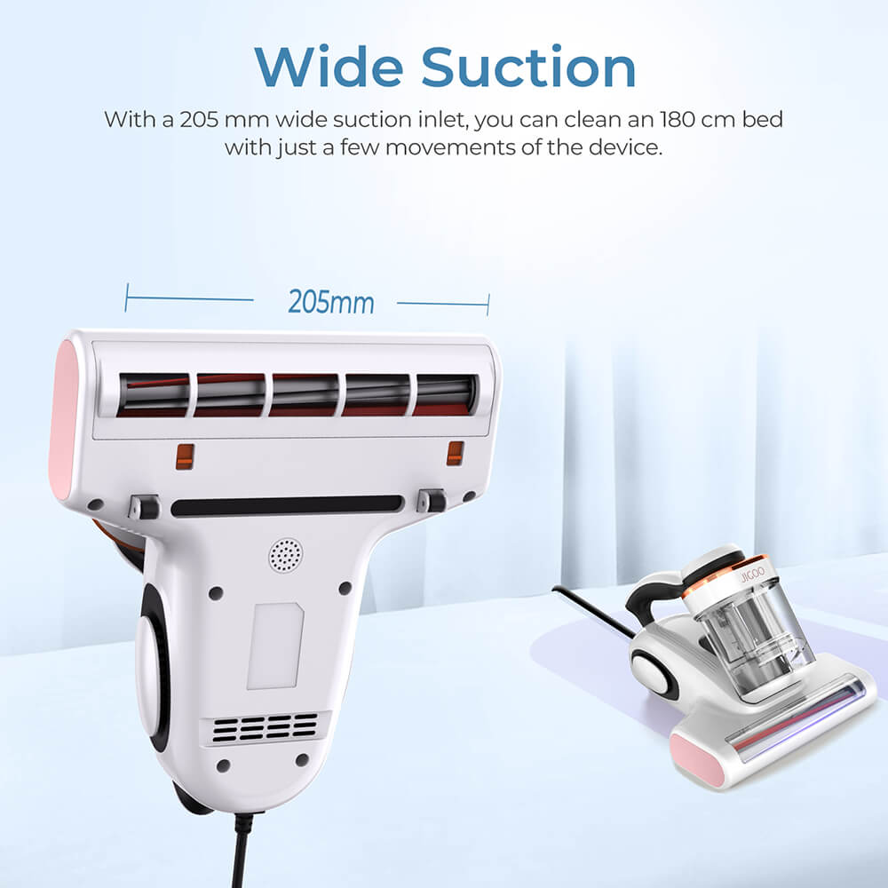 JIGOO J300 Dual-Cup Mite Vacuum Cleaner for Mattresses with 13KPa Suction, Dust Mite Sensor, Metal Brushroll, 55℃ Hot Air