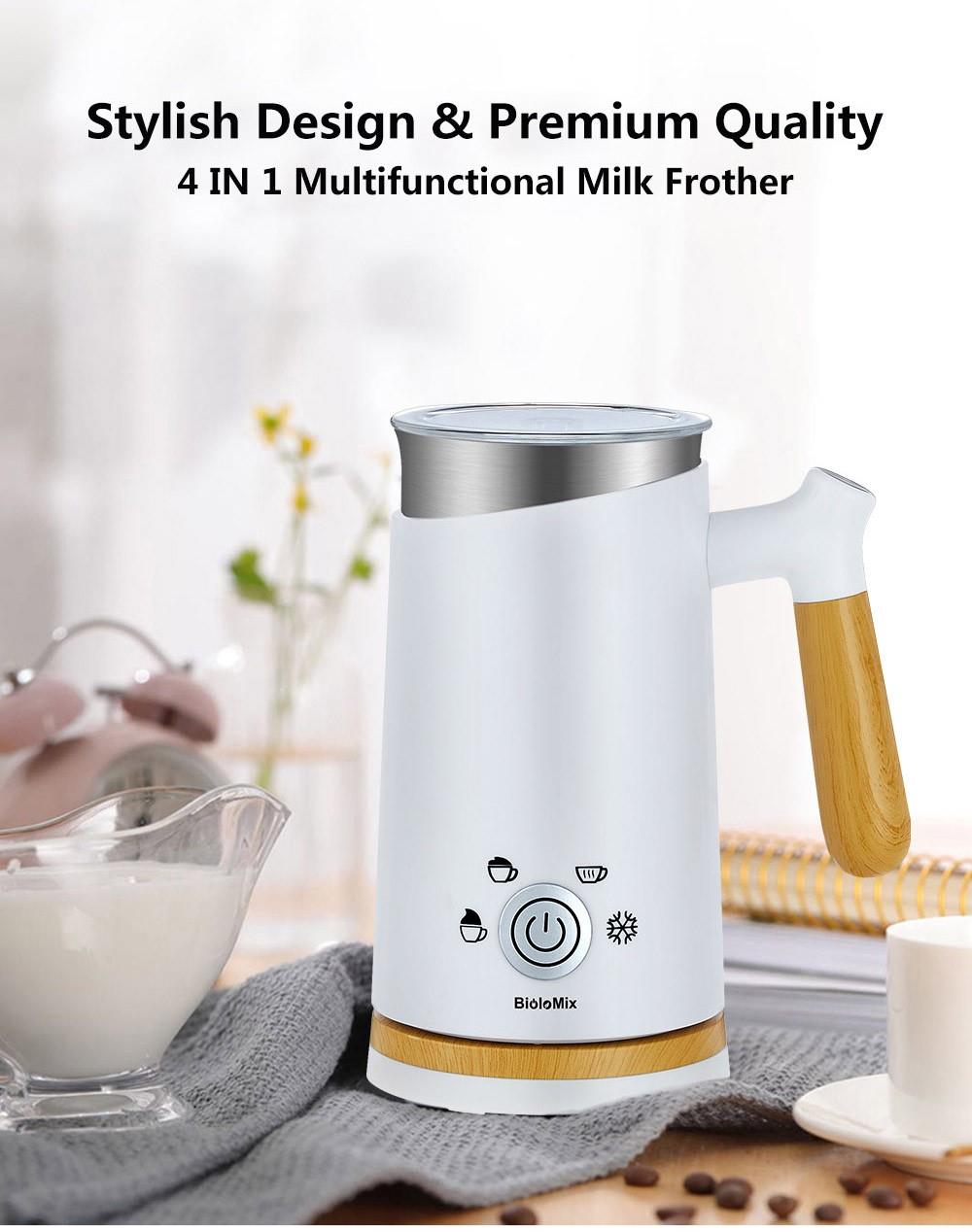 BioloMix Detachable Milk Frother and Steamer, 5-in-1 Automatic Hot