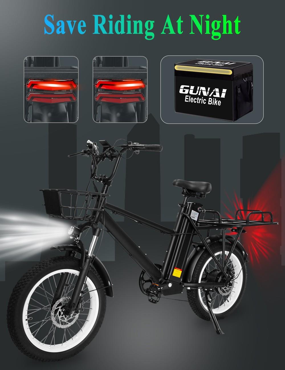 GUNAI GN66 Bici da carico elettrica 20 pollici 48V 28Ah 45km/h 1000W Motore