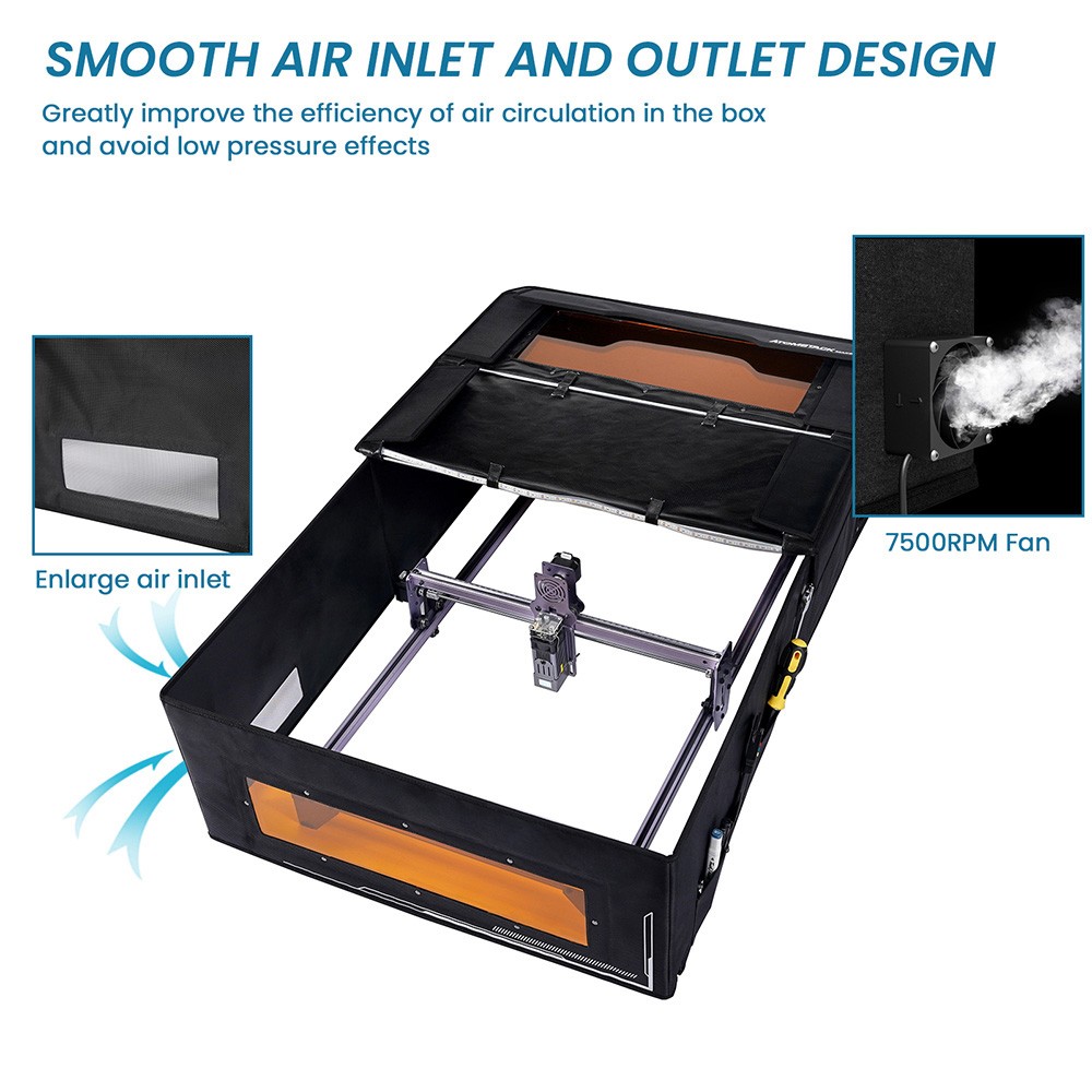 ATOMSTACK FB2 Plus Laser Engraver Foldable Enclosure with Extension Kit, Fireproof, Dustproof, 1170*730*310mm