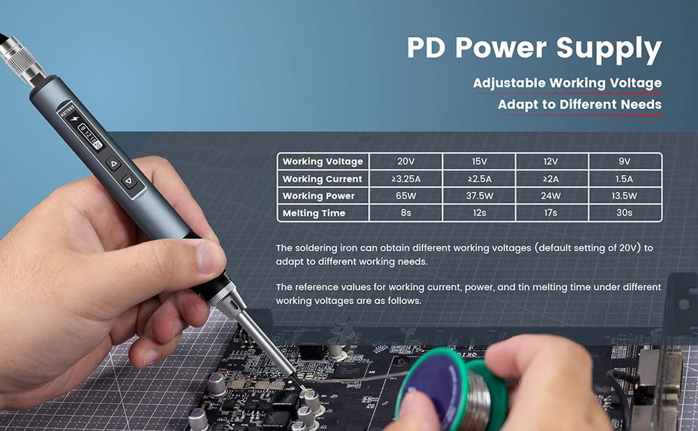 KAIWEETS KETS02 Smart Digital Soldering Iron Kit, 9-20V Operating Voltage, Precise Temperature Control, Sleep Mode