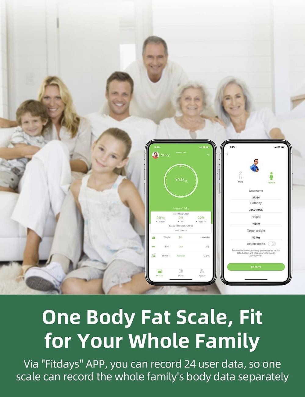 Healthfun Smart Bluetooth Body Scale, 13 Body Data 