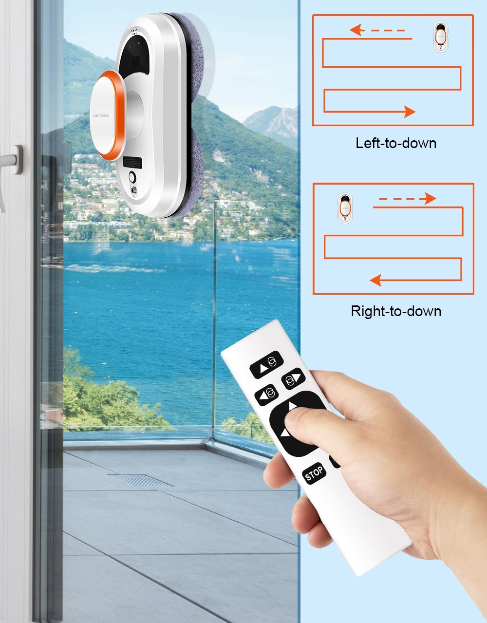 Liectroux HCR-09 Window Cleaning Robot, 2800Pa Suction, 3 Auto Cleaning Modes, UPS Function, Edge Detection