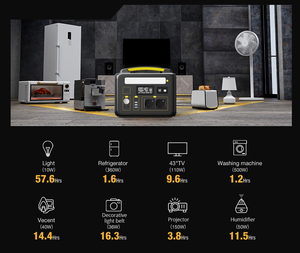 VTOMAN Jump 600 Portable Power Station, 640Wh LiFePO4 Batterie Solar Generator, 600W Pure Sine Wave AC Outlets, 9 Ports