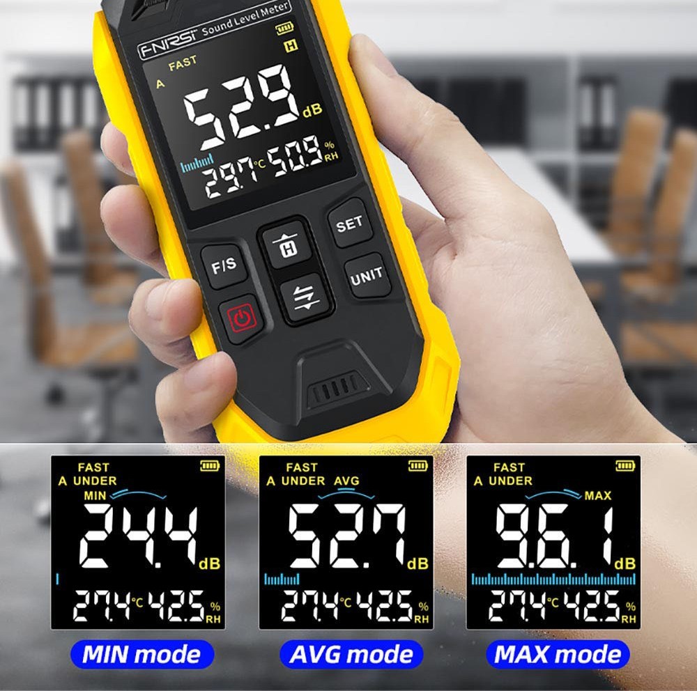 FNIRSI FDM01 Digital Noise Decibel Meter, Handheld Sound Level Measuring Instrument, 30-130dB Measuring Range