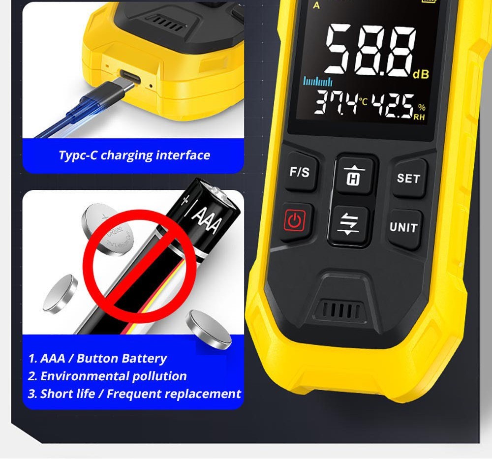 FNIRSI FDM01 Digital Noise Decibel Meter, Handheld Sound Level Measuring Instrument, 30-130dB Measuring Range