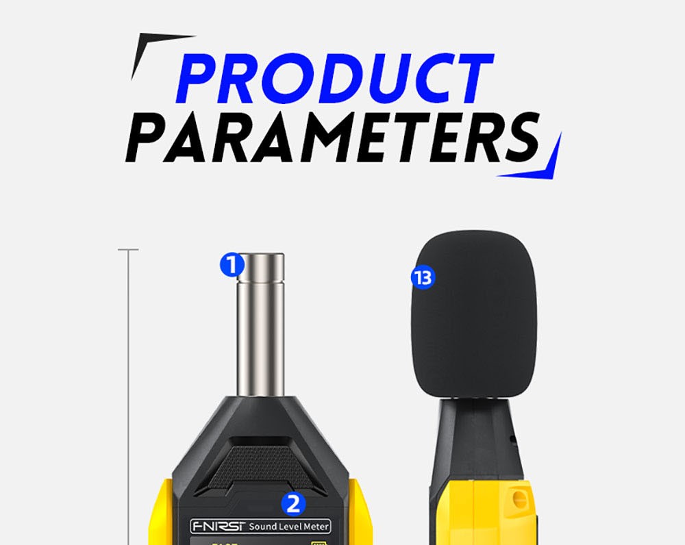 FNIRSI FDM01 Digitaler Lärm-Dezibel-Messer, Handmessgerät für Schallpegel, Messbereich 30-130 dB