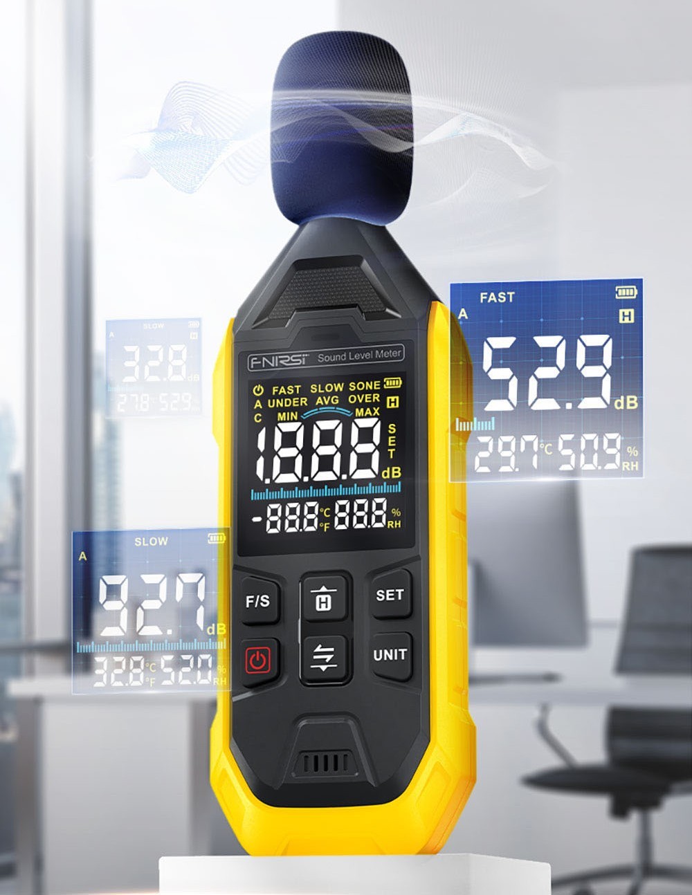 FNIRSI FDM01 Digital Noise Decibel Meter, Handheld Sound Level Measuring Instrument, 30-130dB Measuring Range