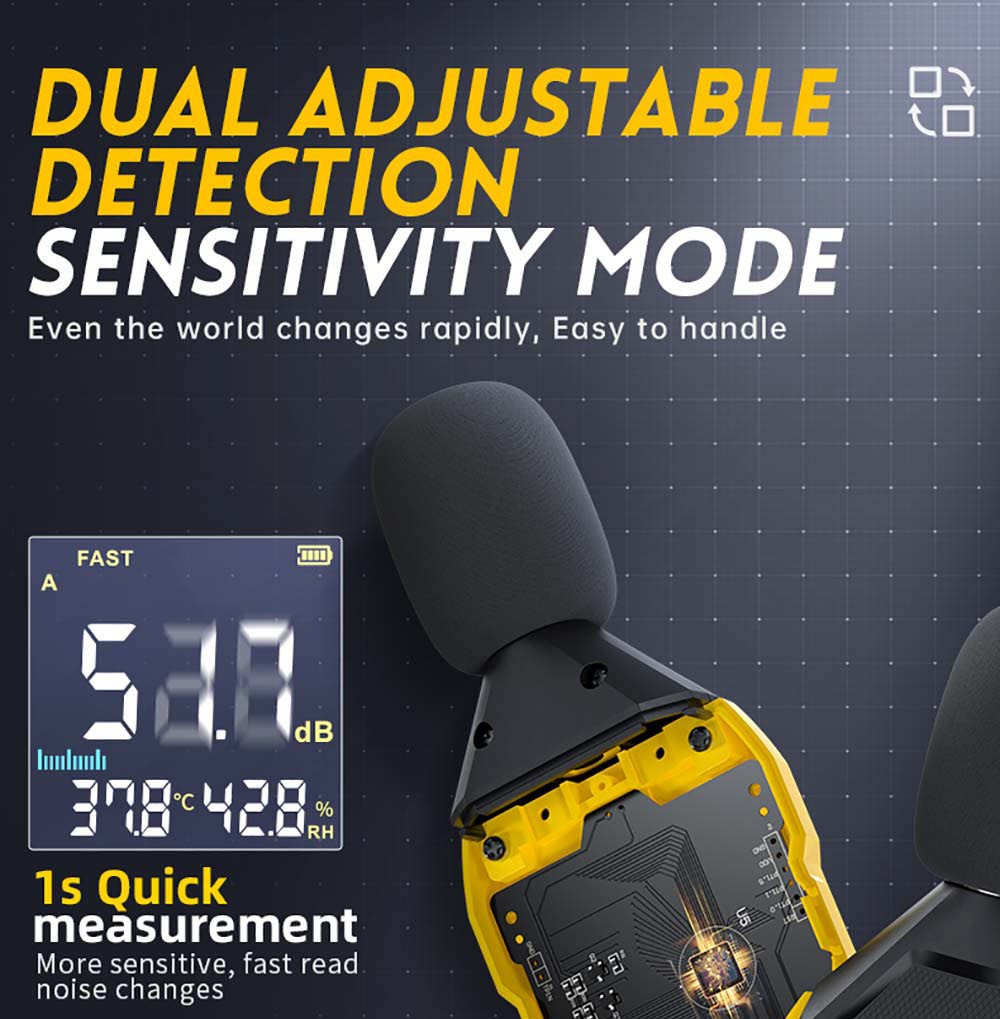 FNIRSI FDM01 Digital Noise Decibel Meter, Handheld Sound Level Measuring Instrument, 30-130dB Measuring Range