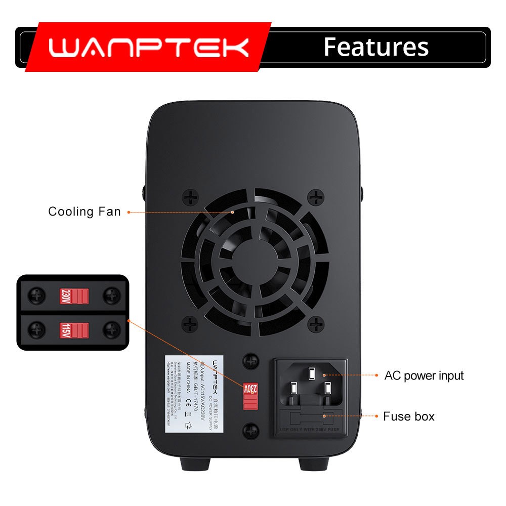 Wanptek WPS3010 Programmable Regulated DC Power Supply, 30V10A, Encoder Adjustment, USB Fast Charge