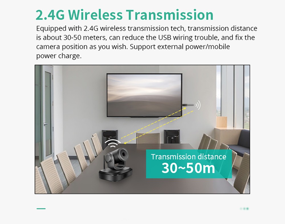 GUCEE G07-3X 2.4G Wireless Video Conference PTZ Kamera, 3X optischer Zoom, 1920*1080 Auflösung, Autofokus - EU Stecker