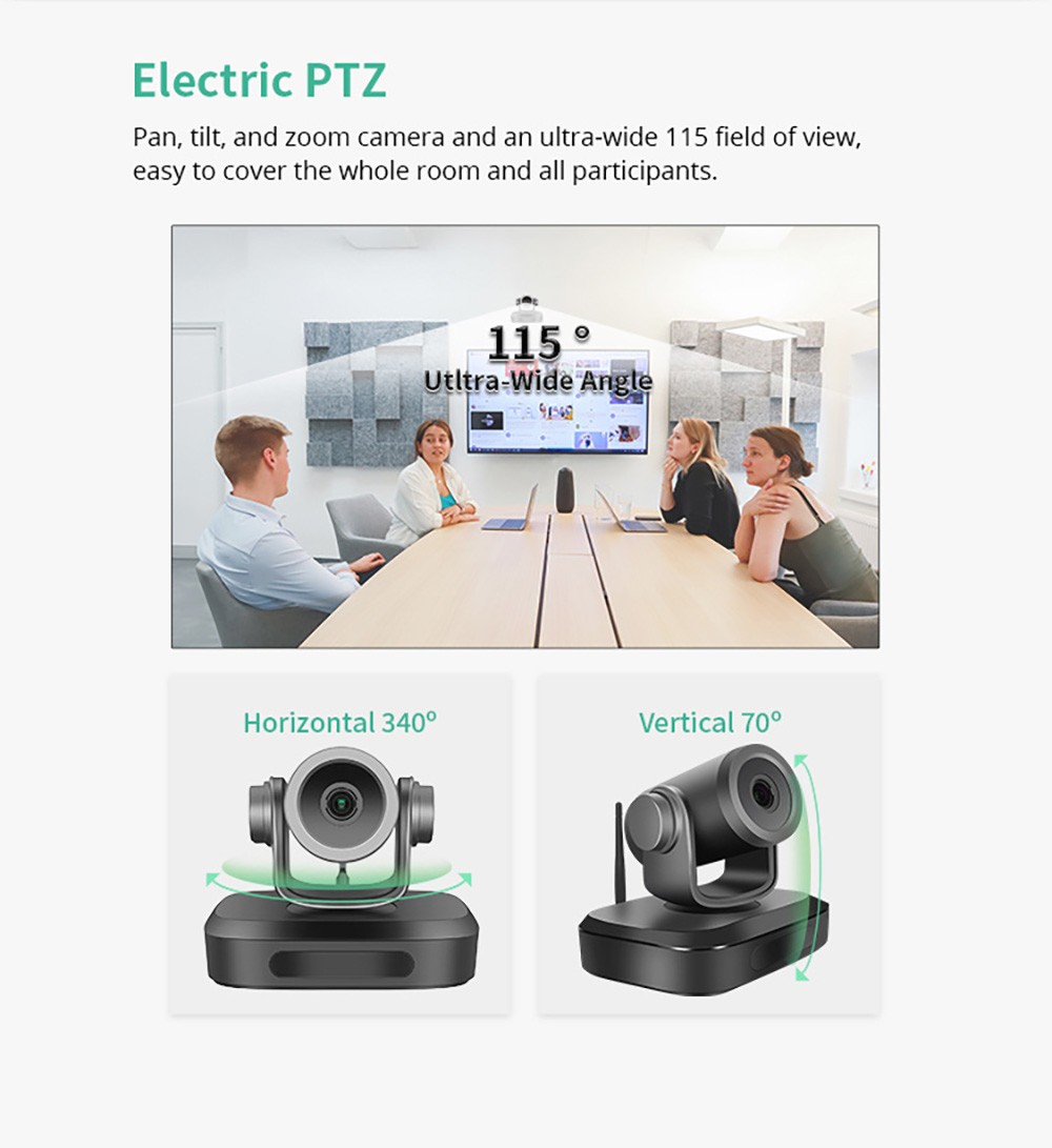 GUCEE G07-3X 2.4G Wireless Video Conference PTZ Camera, 3X Optical Zoom, 1920*1080 Resolution, Auto Focus - EU Plug