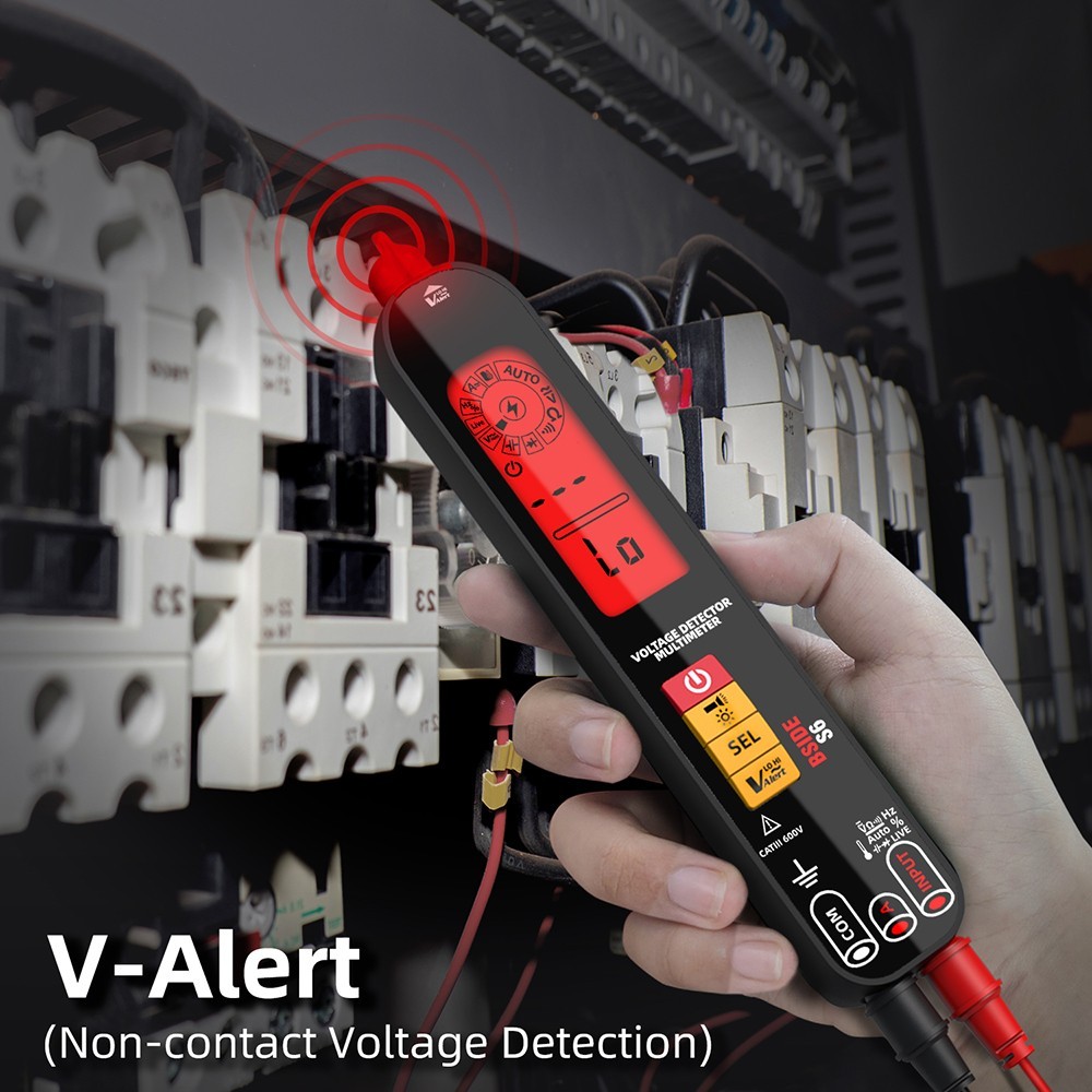 BSIDE S6 Voltage Detector Multimeter Voltage Detector Pen AC/DC Voltage Tester - Black