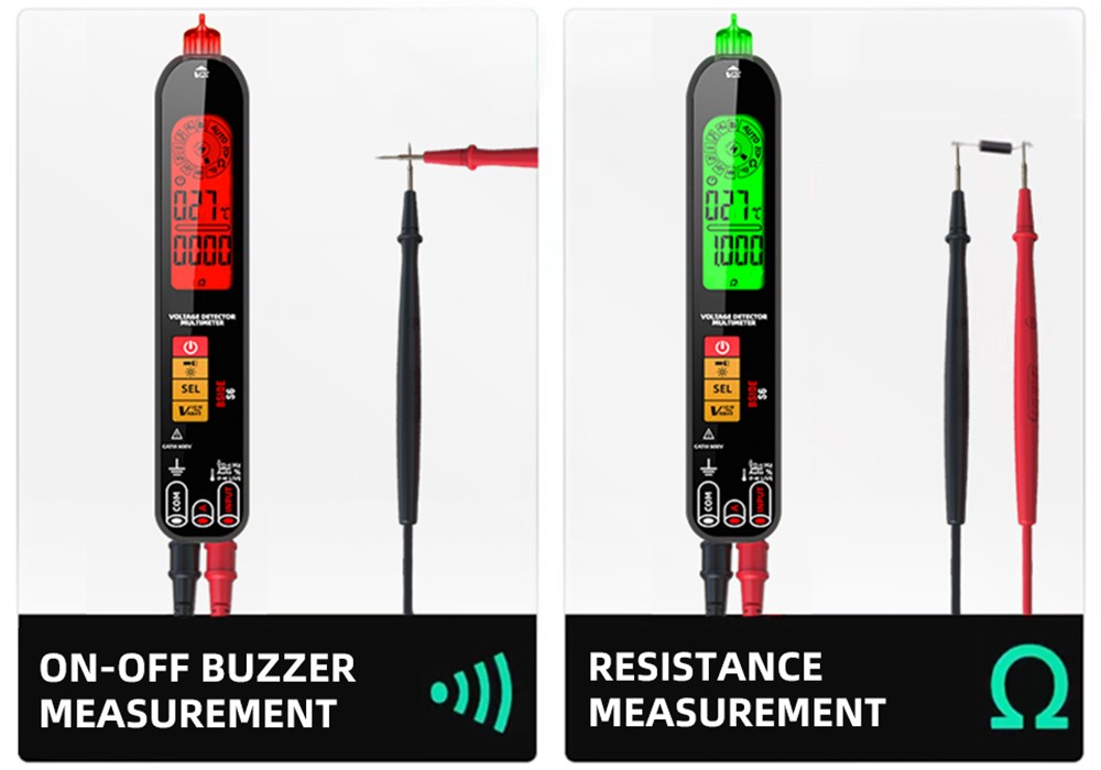 BSIDE S6 Voltage Detector Multimeter Voltage Detector Pen AC/DC Voltage Tester - Black