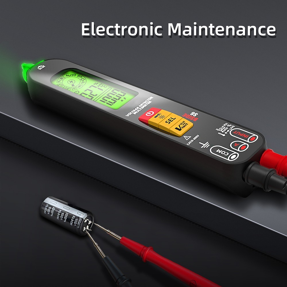 BSIDE S6 Voltage Detector Multimeter Voltage Detector Pen AC/DC Voltage Tester - Black