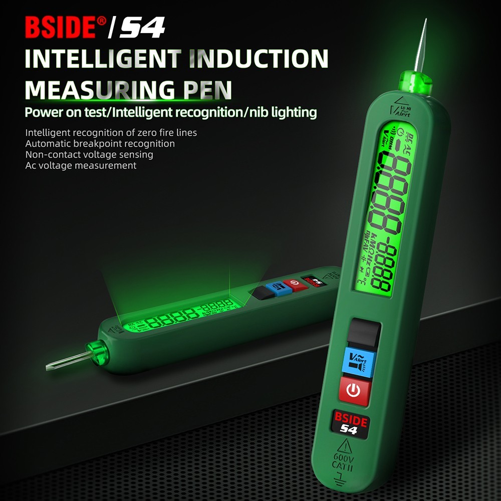 BSIDE S4 Smart Voltage Tester, 12-300V Auto Range, Non-Contact, Zero/Live Wire Detection, LED Flashlight, LCD Display