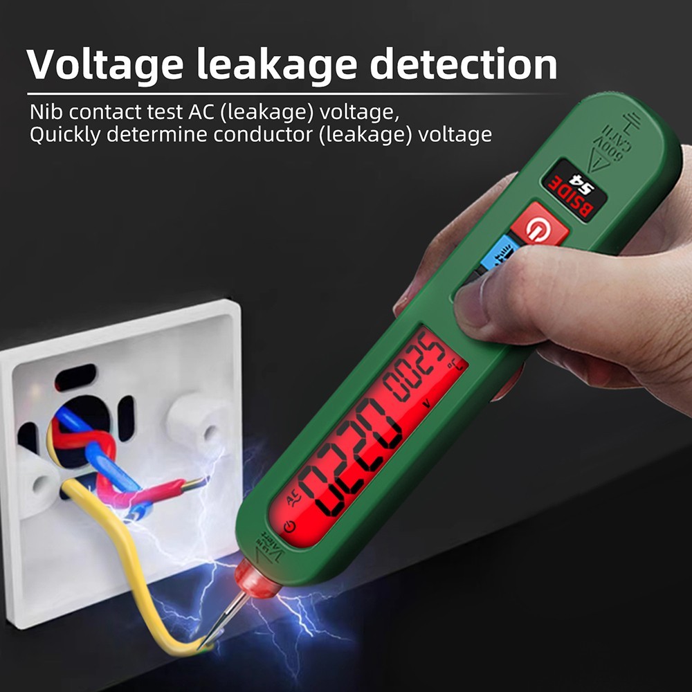 BSIDE S4 Smart Voltage Tester, 12-300V Auto-Bereich, berührungslos, Zero/Live Wire Detection, LED-Taschenlampe, LCD-Display