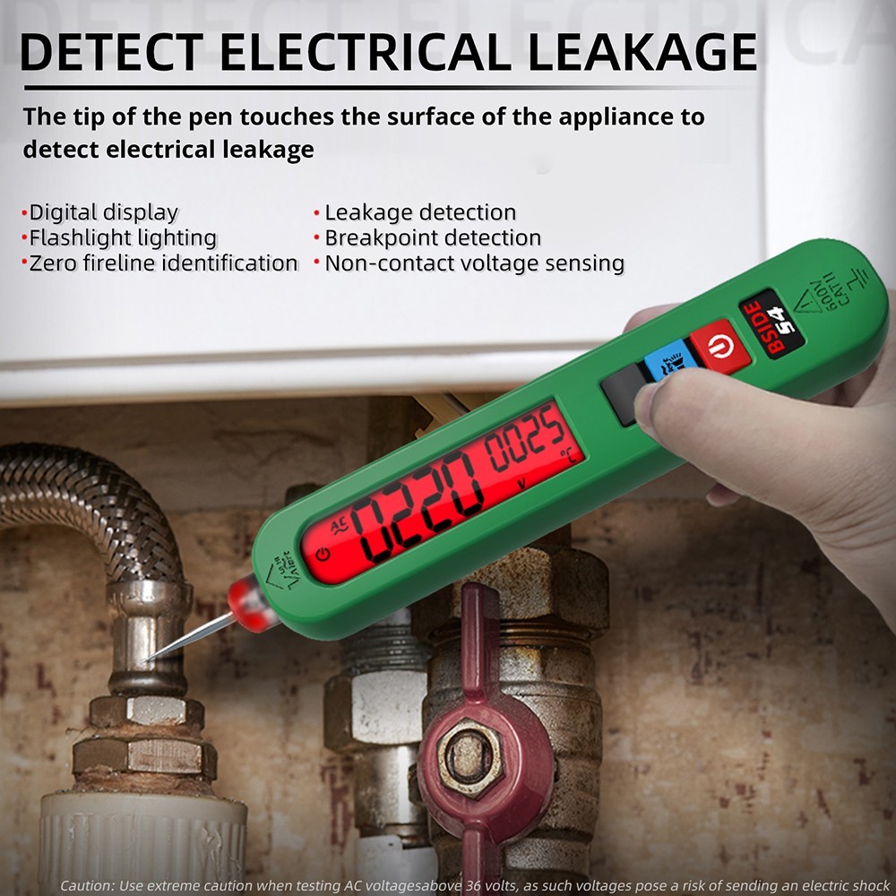 BSIDE S4 Smart Voltage Tester, 12-300V Auto-Bereich, berührungslos, Zero/Live Wire Detection, LED-Taschenlampe, LCD-Display