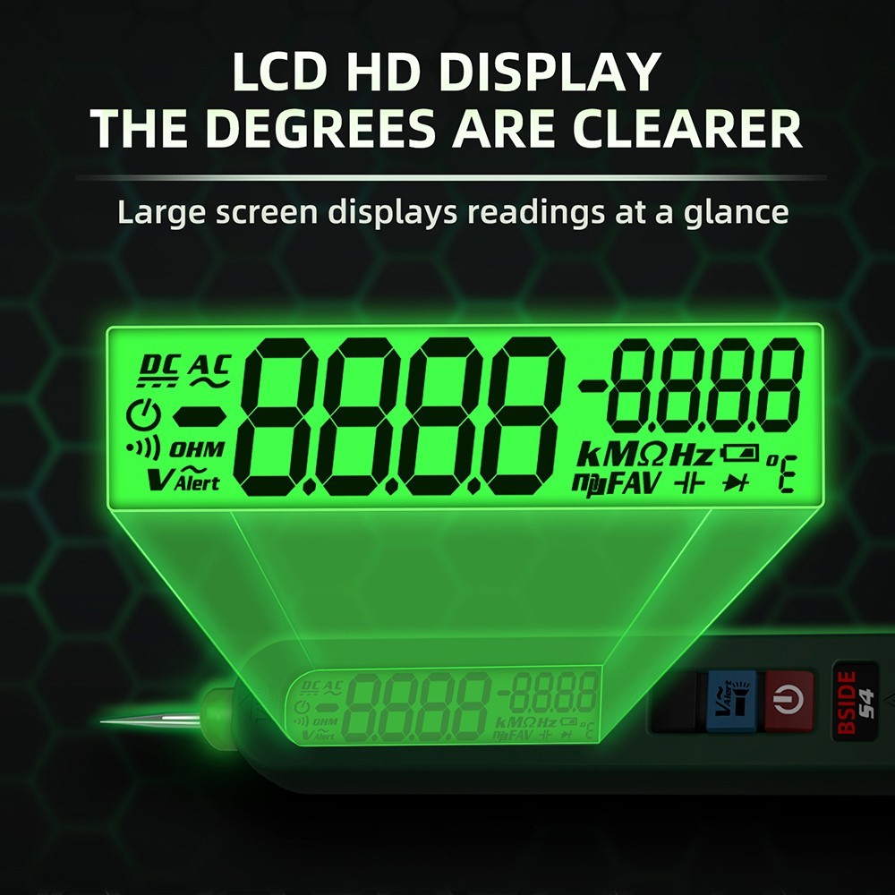 BSIDE S4 Smart Voltage Tester, 12-300V Auto Range, Non-Contact, Zero/Live Wire Detection, LED Flashlight, LCD Display