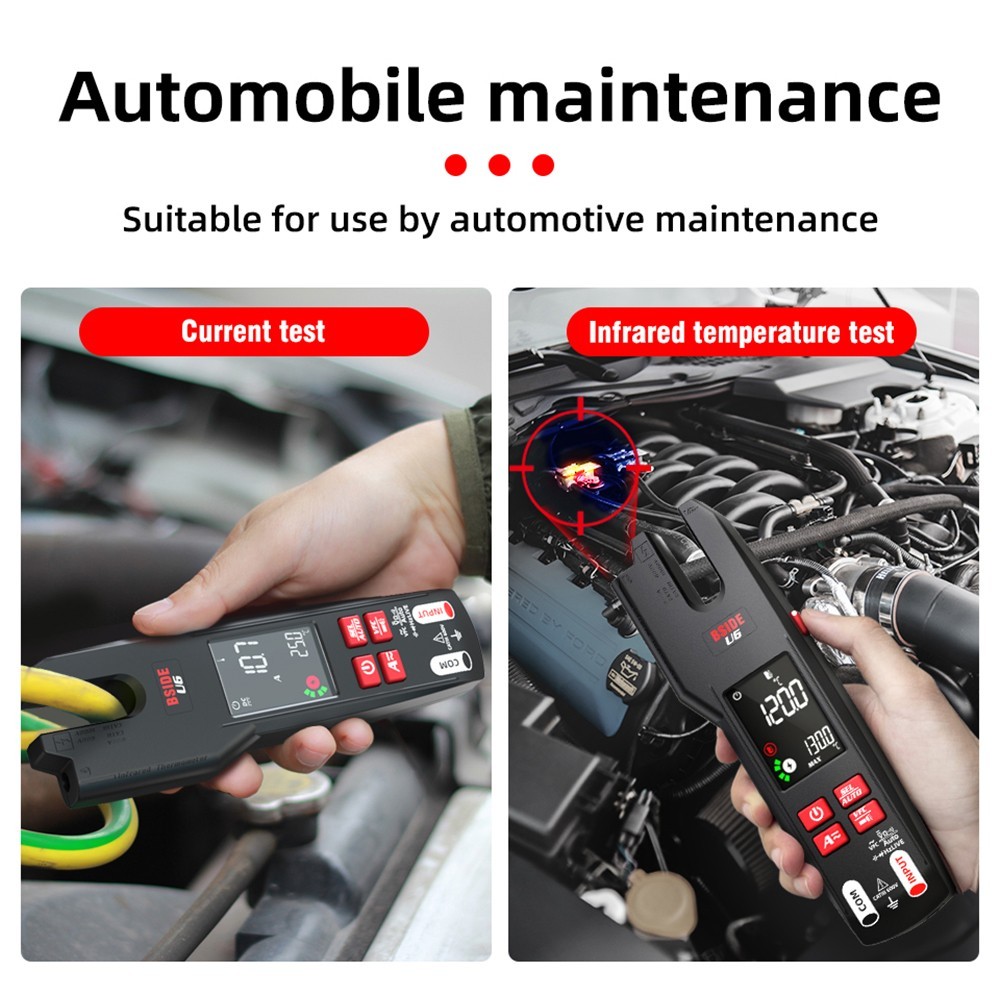 BSIDE U6 U-shaped Infrared Thermometer Multimeter AC/DC Voltage Current Clamp Meter