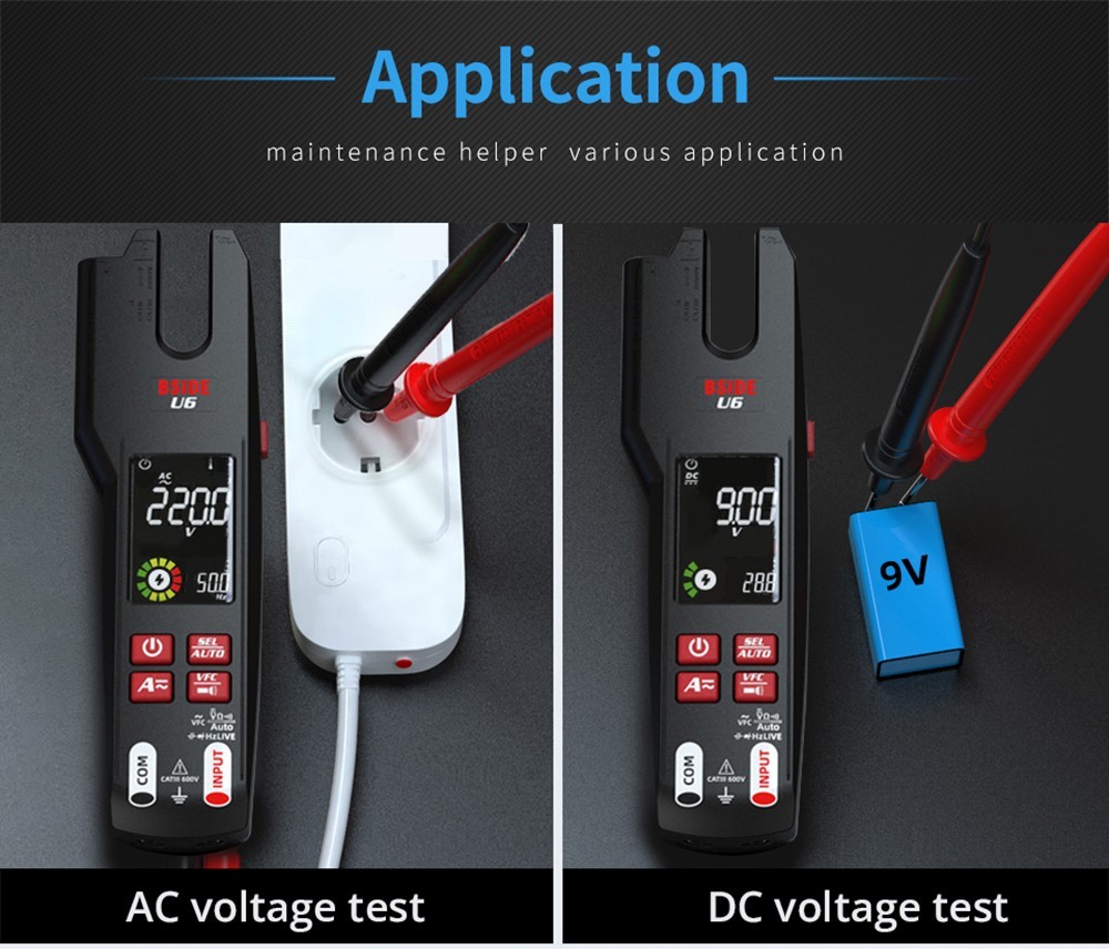 BSIDE U6 U-förmiges Infrarot-Thermometer Multimeter AC/DC Spannungs-Strom-Zangenmessgerät