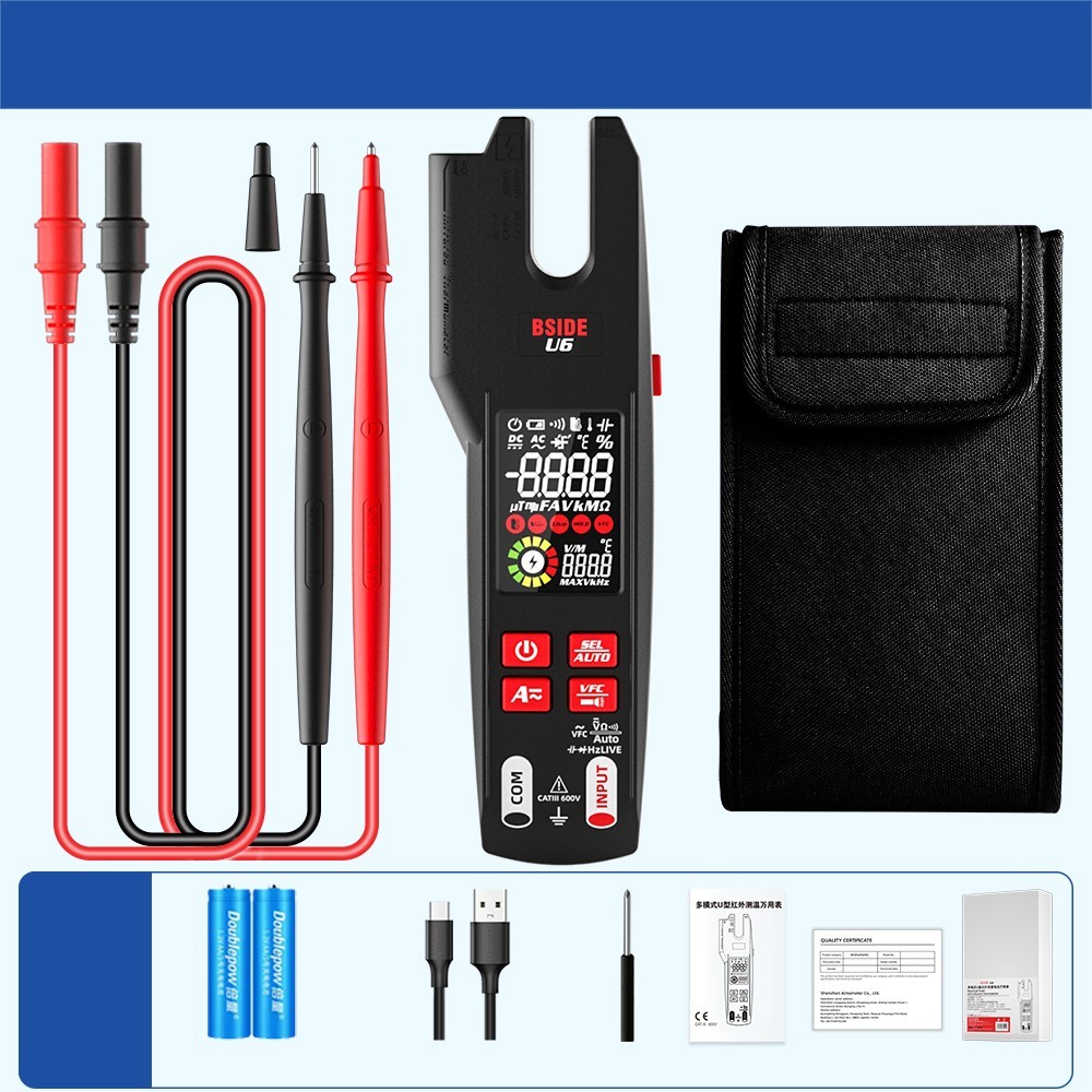 BSIDE U6 U-förmiges Infrarot-Thermometer Multimeter AC/DC Spannungs-Strom-Zangenmessgerät