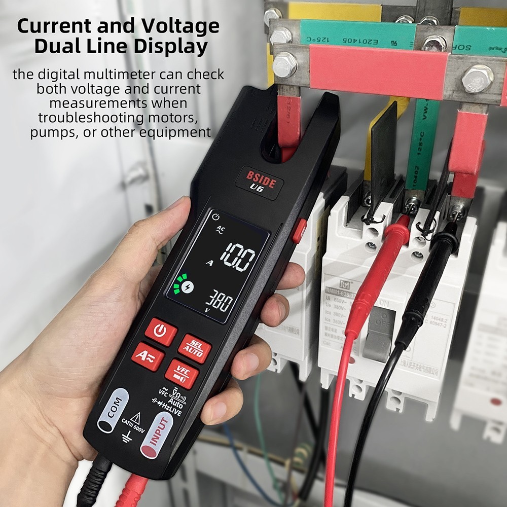 BSIDE U6 U-shaped Infrared Thermometer Multimeter AC/DC Voltage Current Clamp Meter