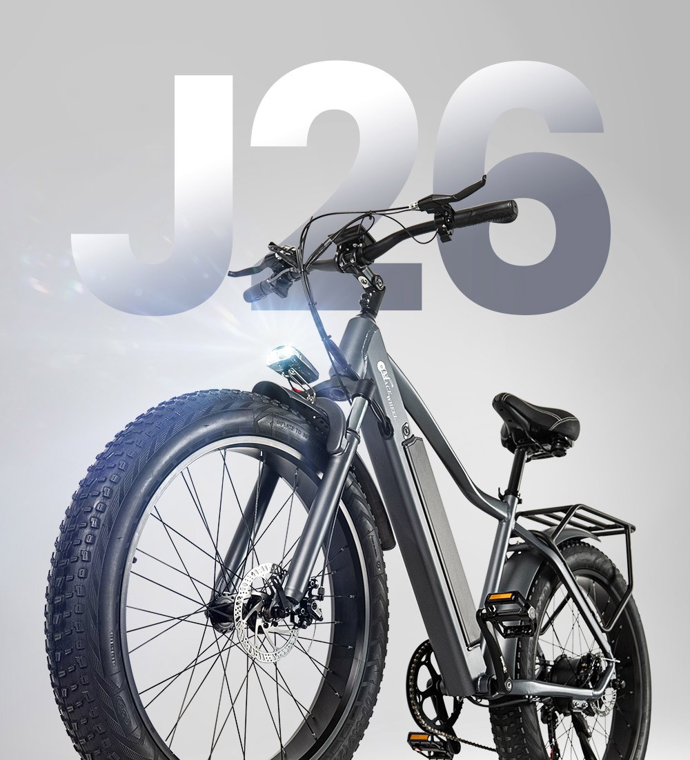 CMACEWHEEL J26 Electric Bike, 26*4.0 CST Tire, 750W Motor, 17Ah Battery, Disc Brake, 150kg Load - Silver Grey