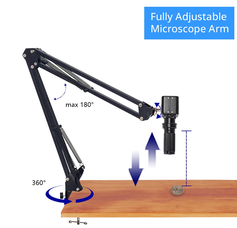 HAYEAR HY-5199 24MP 4K 1080P HDMI industriële video microscoop camera, 1X-130X zoom C-Mount lens, afstandsbediening