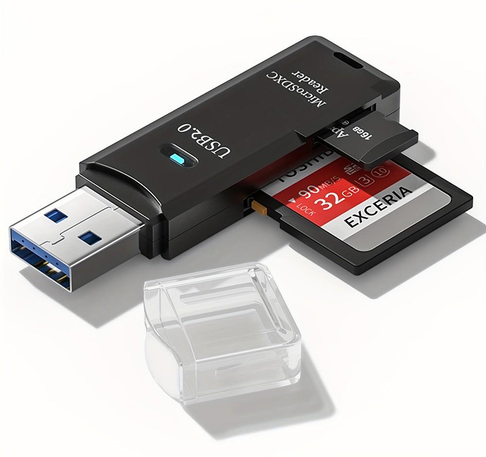 USB 2.0 SD-Kartenleser mit 5Gbps Übertragungsgeschwindigkeit für TV, Laptop, Computer, Kamera - Weiß