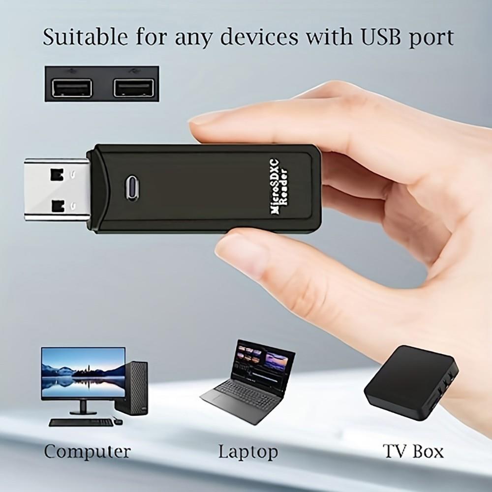 USB 2.0 SD Card Reader 5Gbps Transmission Speed for TV, Laptop, Computer, Camera - Black