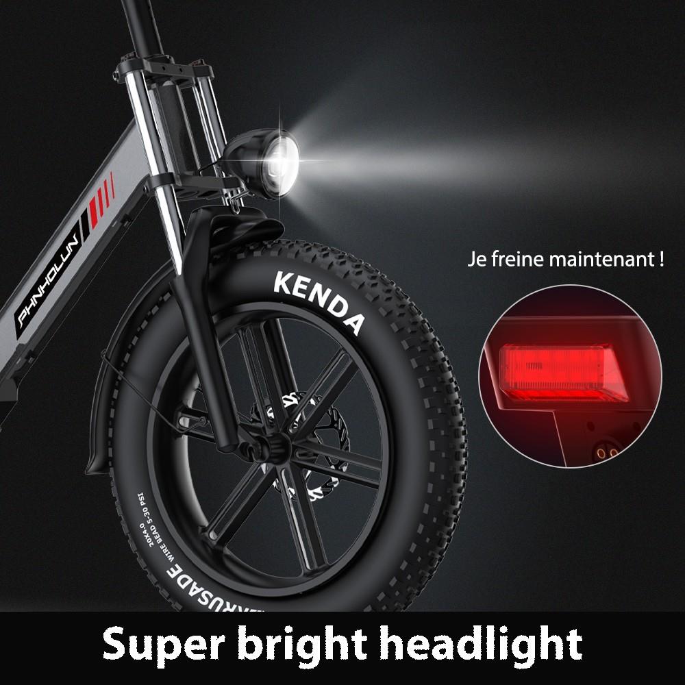 Vélo Électrique PHNHOLUN C6 Pro 48V 17Ah Batterie Amovible 80km d