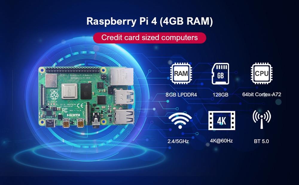 Raspberry Pi 4 Model B 8GB RAM Starter Kit with 128GB Micro SD Card