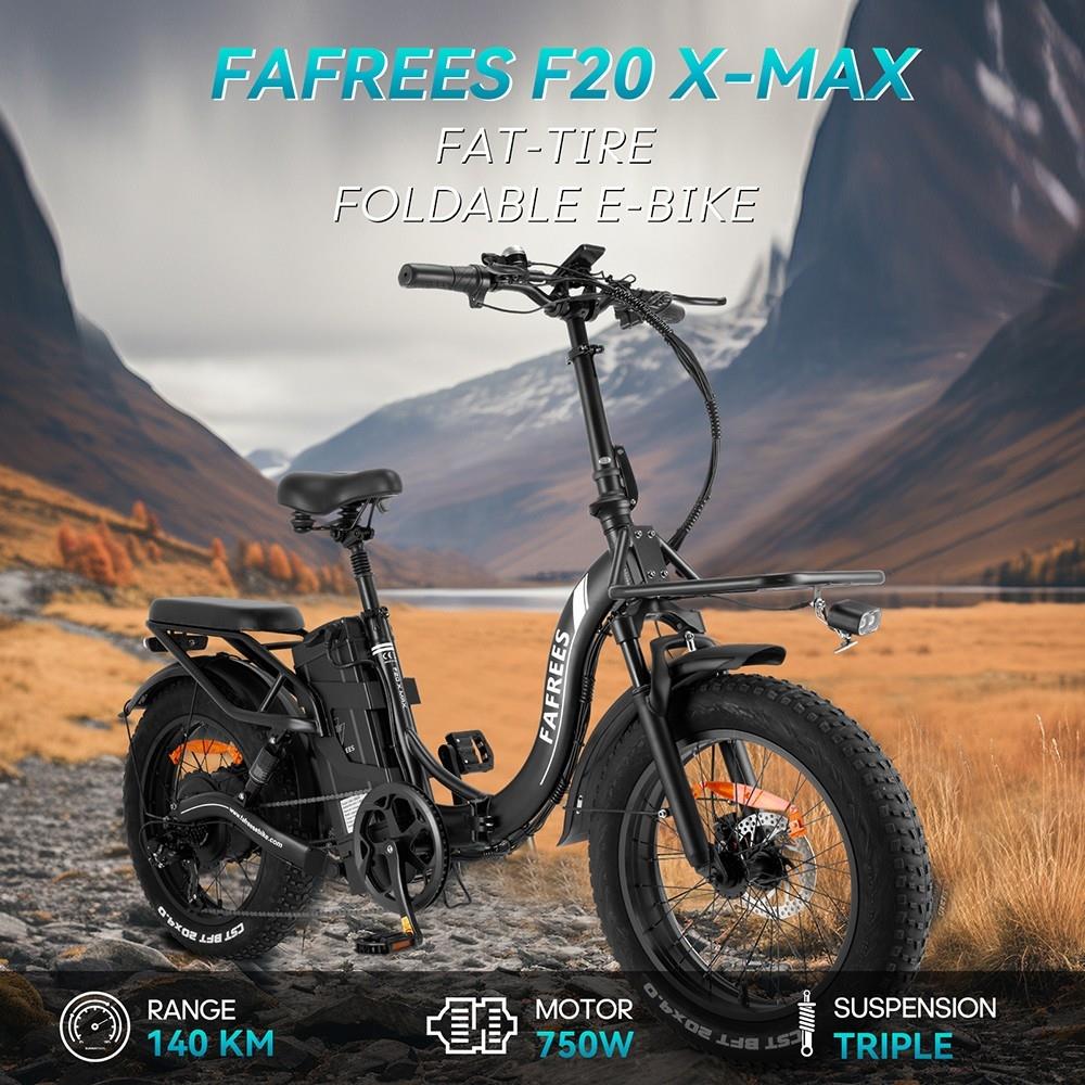 Fafrees F20 X-Max 20*4.0 inch Fat Tire Foldable Electric Bike, 750W Motor, 30Ah Battery, Max Speed 25km/h - White