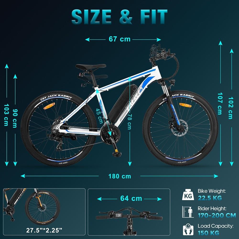 Fafrees F28 MT 27,5*2,25 inch Banden Mountain Elektrische Fiets, 250W Motor, 14,5Ah Batterij, 25km/h Max Snelheid, 110km - Zwart