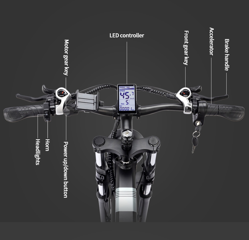 Ridstar H26 Pro Electric Bike, 26*4.0 inch Fat Tires, 1000W Motor, 48V/20Ah Battery, 36mph Max Speed