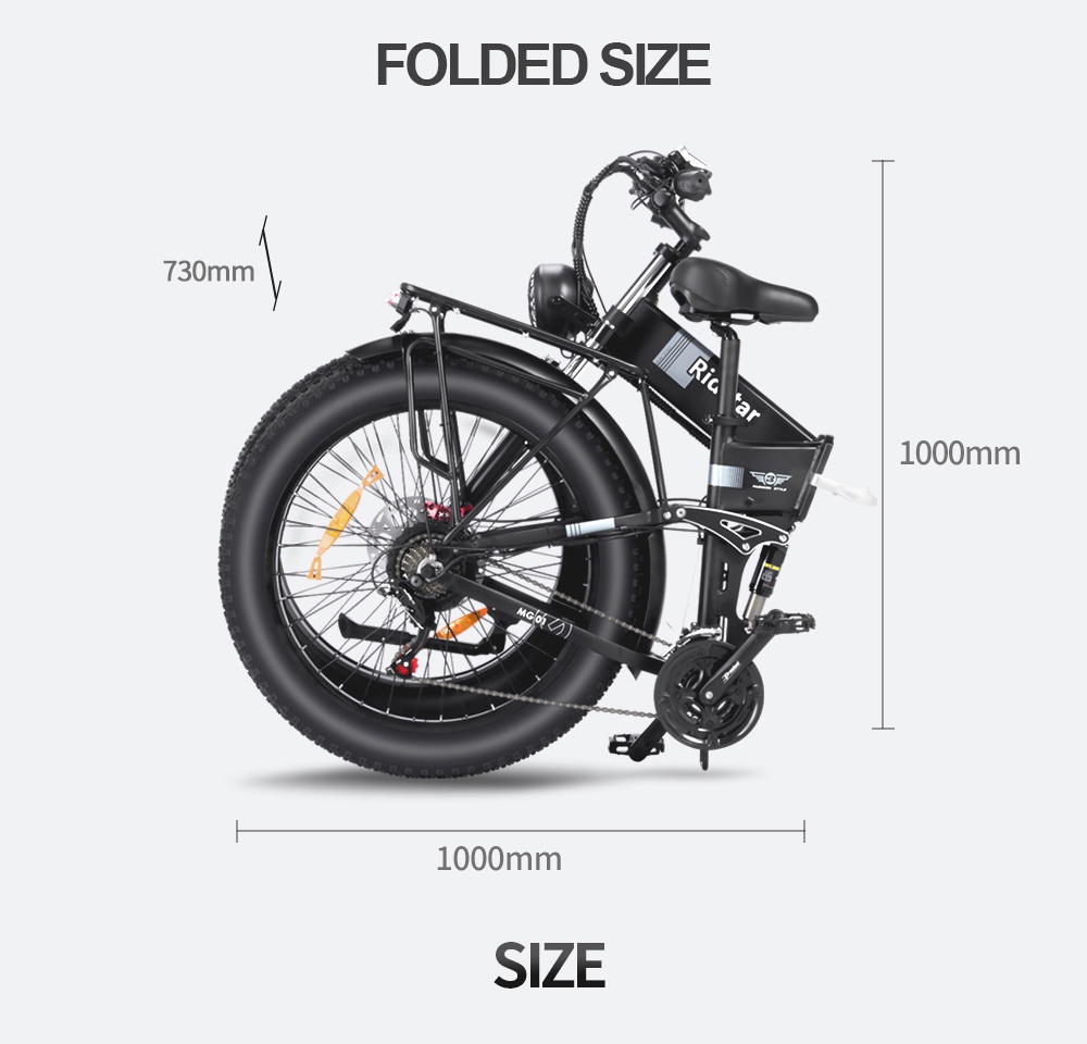 Ridstar H26 Pro Elektrofahrrad, 26*4.0 Zoll Fat Tires, 1000W Motor, 48V/20Ah Batterie, 36mph Max Speed