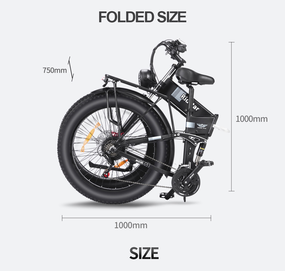 Ridstar H26 Pro Elektrofahrrad, 26*4.0 Zoll Fat Tires, 1000W Motor, 48V/20Ah Batterie, 36mph Max Speed