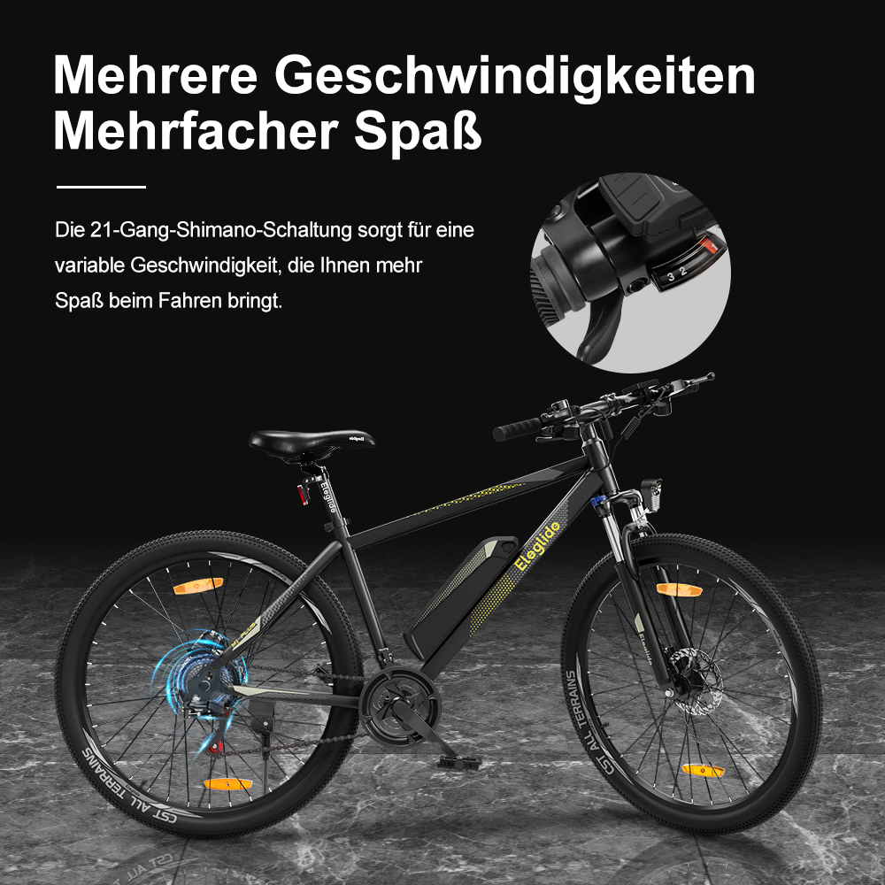 Elektro-Mountainbike  M1 PLUS 29, 36V 12.5AH 100KM 250W 25KM/H, App-Steuerung, 21 Gänge 5 Geschwindigkeitsstufen