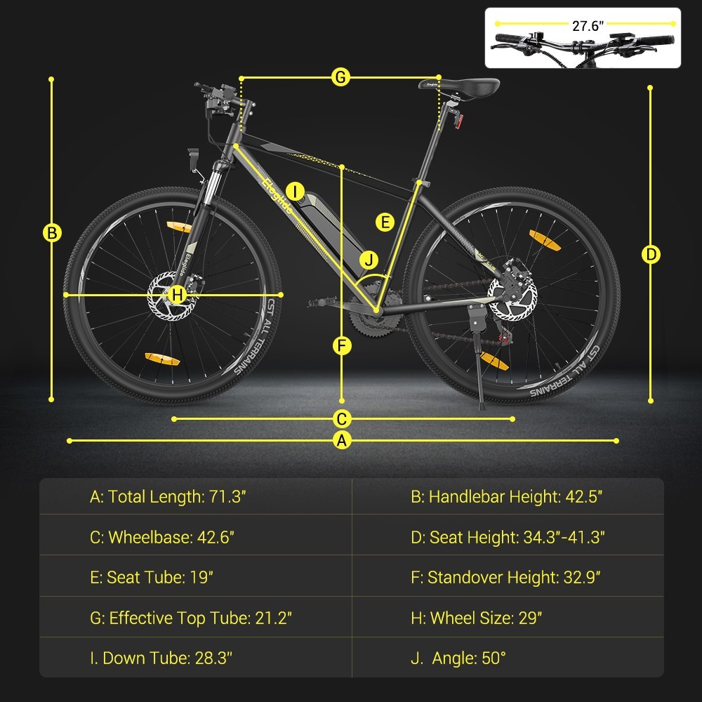 Electric Mountain Bike Eleglide M1 PLUS 29” , 36V 12.5AH 100KM 250W 25KM/H, App Control, 21 Speeds 5 Speed Levels, City E-bike