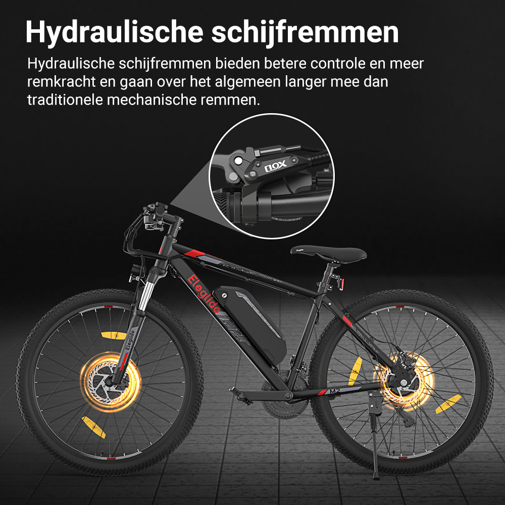 E-mountainbike  M2 27,5, 36V 15AH 125KM 250W 25KM/H, App Control, 24 snelheden 5 snelheidsniveaus, City E-bike