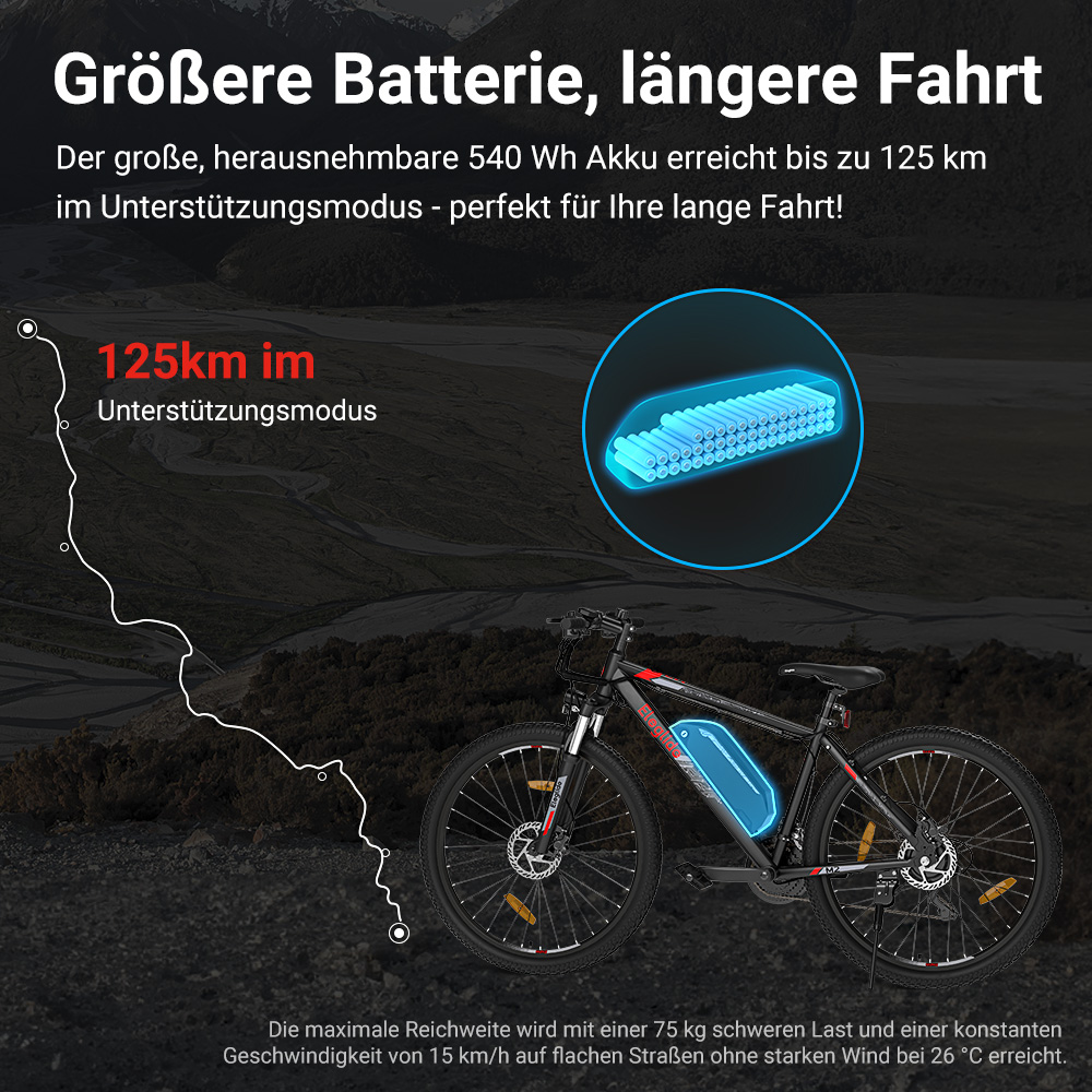 Elektro-Mountainbike  M2 27.5, 36V 15AH 125KM 250W 25KM/H, App-Steuerung, 24 Gänge 5 Geschwindigkeitsstufen