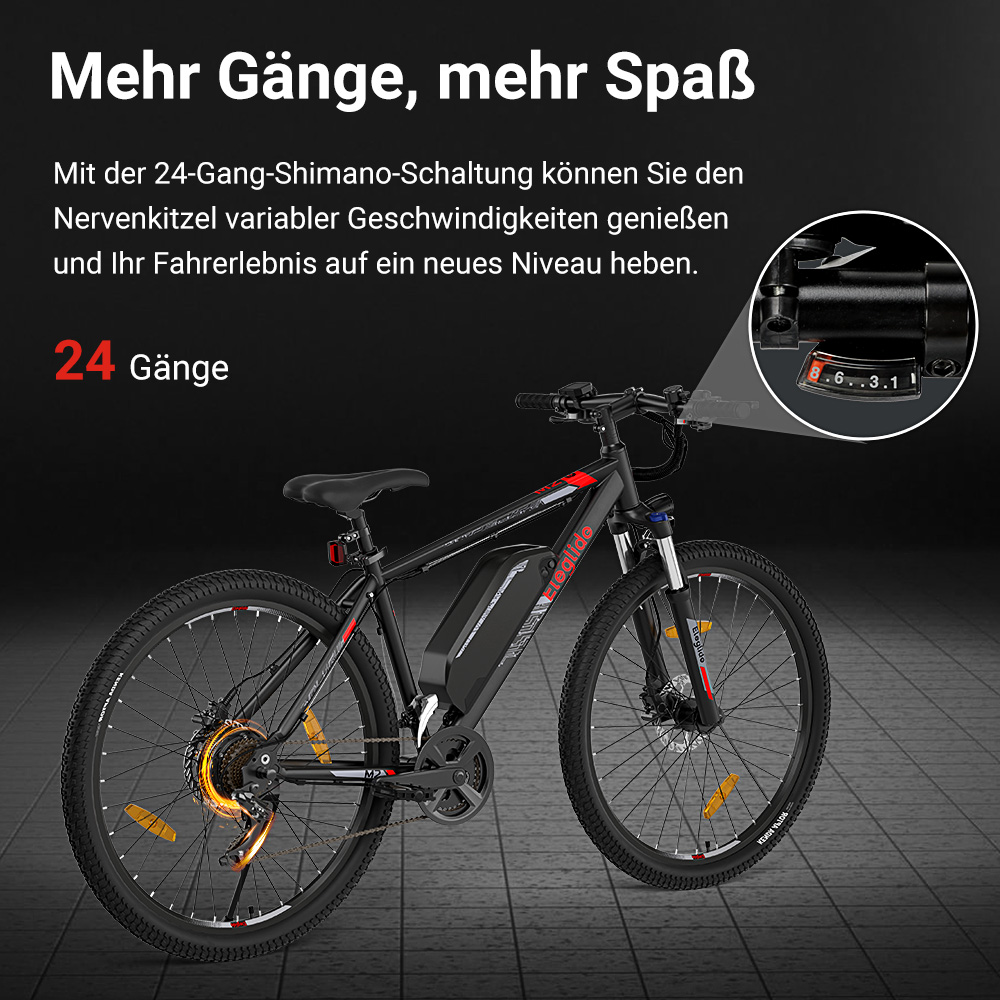 Elektro-Mountainbike  M2 27.5, 36V 15AH 125KM 250W 25KM/H, App-Steuerung, 24 Gänge 5 Geschwindigkeitsstufen