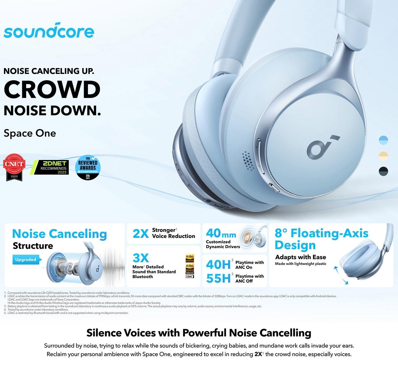  Space One Active Noise Cancelling Headphones by Anker