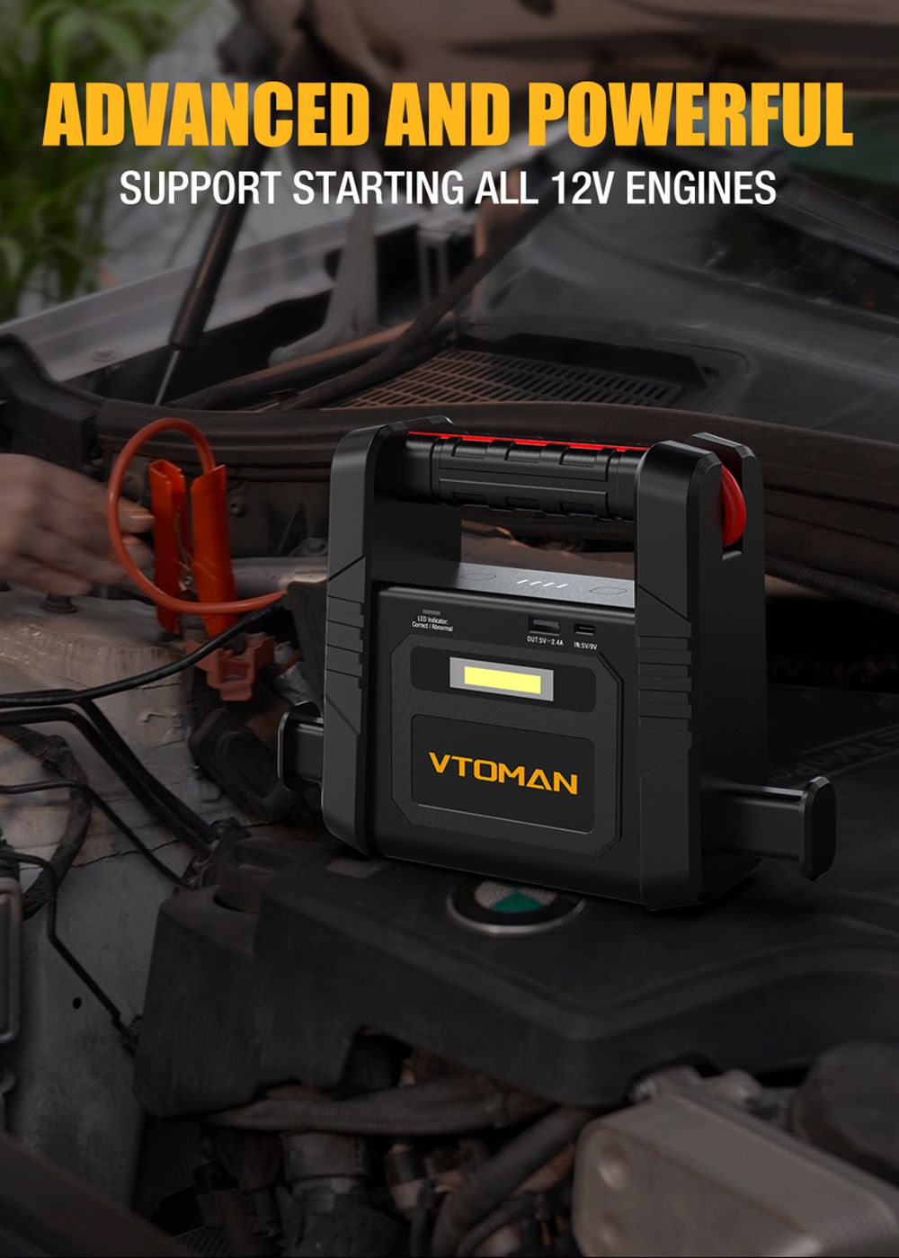 VTOMAN 4000A Car Battery Jump Starter 26800mAh Portable Power Bank Booster  Pack