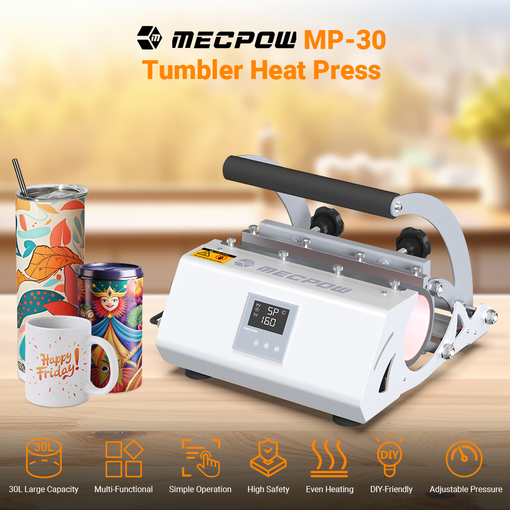 Mecpow MP30 30oz Tumbler Heat Press Machine, Mug Heat Press, LCD Control Panel, High Security