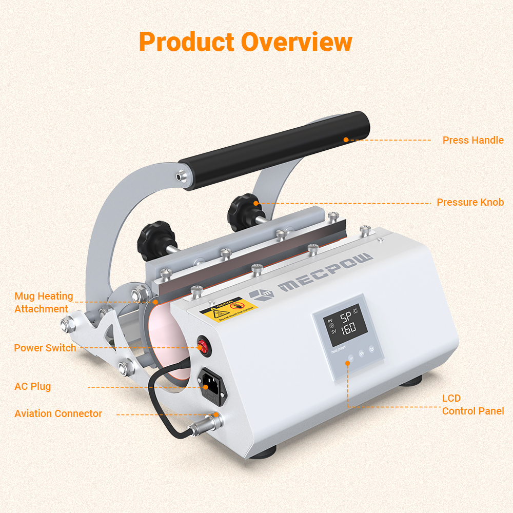 Mecpow MP30 30oz Tumbler Heat Press Machine, Mug Heat Press, LCD Control Panel, High Security