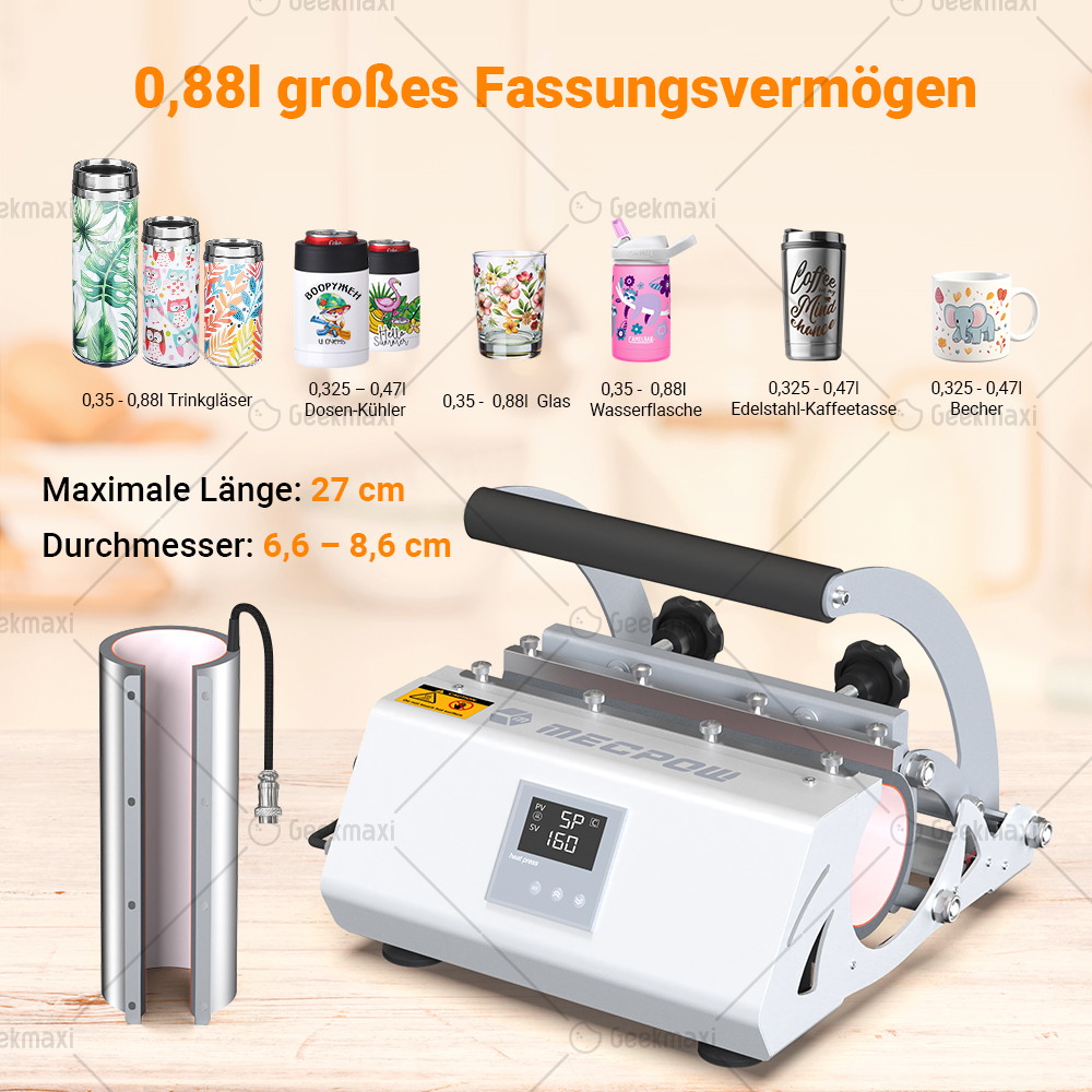 Mecpow MP30 Tumbler Heat Press Maschine, Tassenpresse, LCD-Bedienfeld, hohe Sicherheit