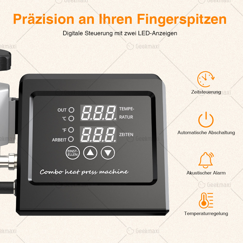 Mecpow MP3881 8 in 1 15*15 Heat Press Maschine, Dual-Rohr Heizung, präzise digitale Steuerung