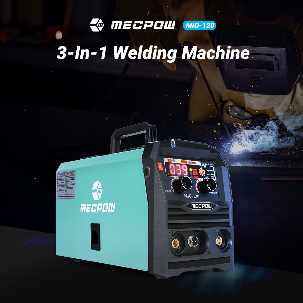 Mecpow Dual Voltage Gasless MIG-120 Welding Machine, Gasless MIG MMA Lift TIG 110V-220V 50/60Hz 120A